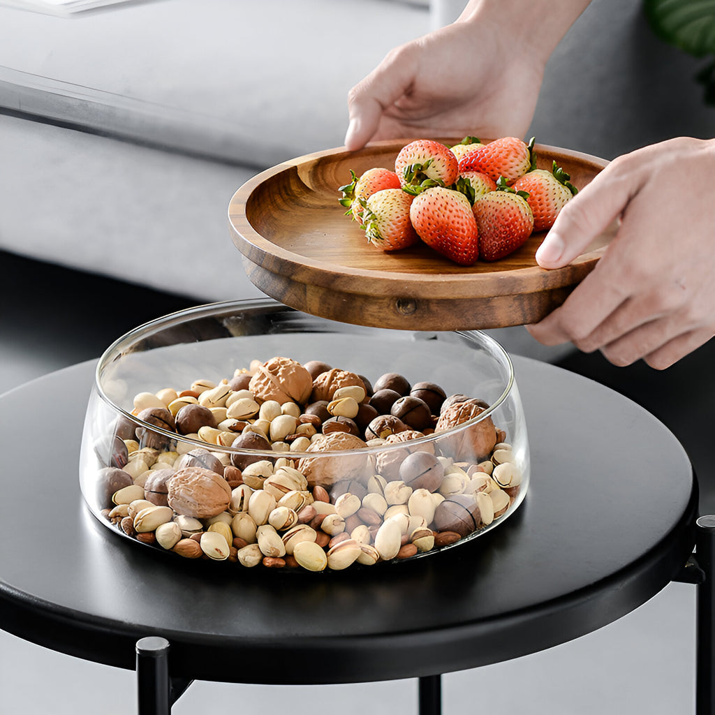 Glass Container with Wooden Lid BEVORA